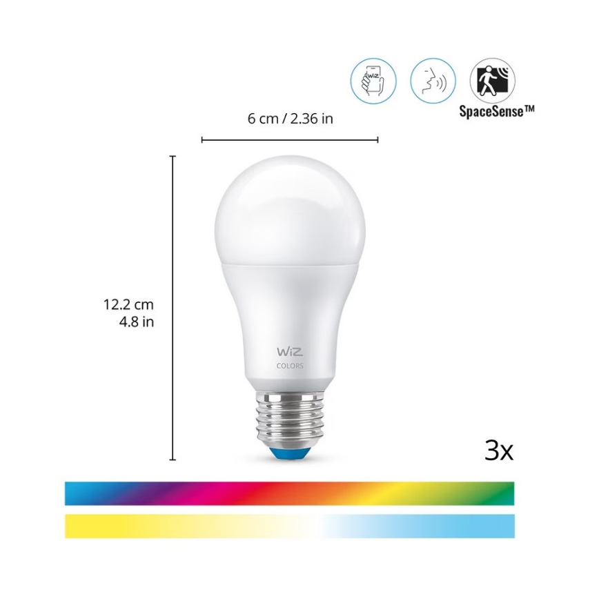 WiZ-setti kotitalouden valvontaan: 1xkamera + 3xLED RGB-polttimo 8,5W/230V Wi-Fi