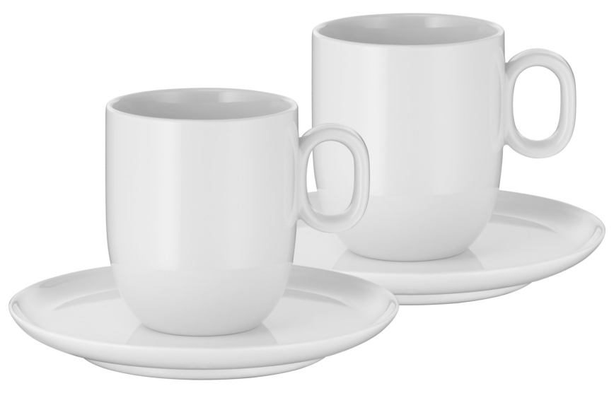 WMF - SETTI 2x Cafe creme kuppi lautasella BARISTA 170 ml valkoinen