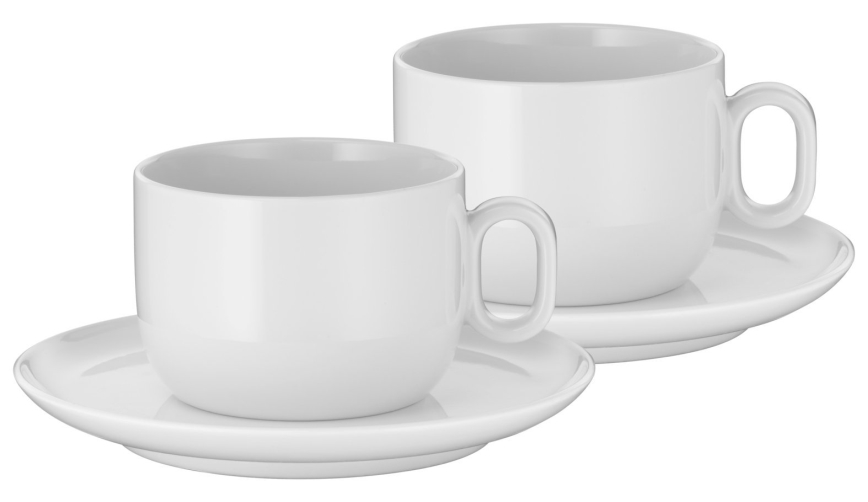 WMF - SETTI 2x Cappuccino kuppi lautasella BARISTA 160 ml valkoinen