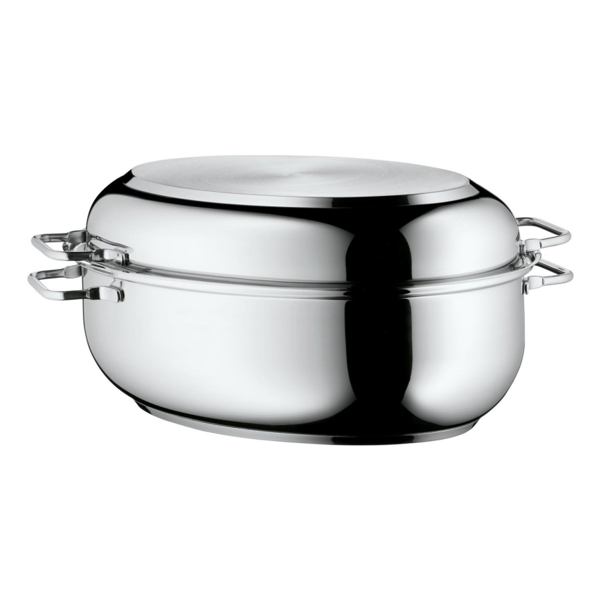 WMF - Soikea paistinpannu kannella  41x28,5 x18 cm ruostumaton