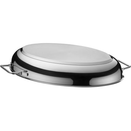WMF - Soikea paistinpannu kannella  41x28,5 x18 cm ruostumaton