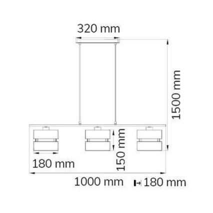 Wofi 11254 - Kattokruunu johdossa BELLE 3xE27/42W/230V