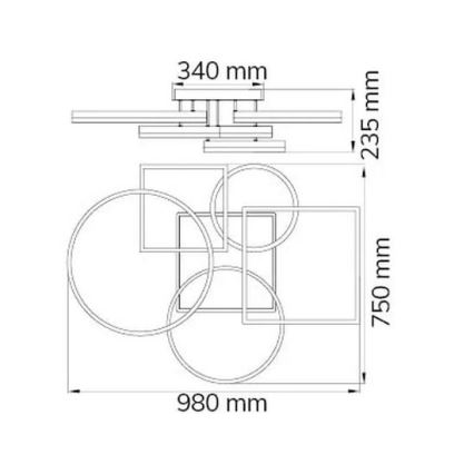 Wofi 11981 - LED-himmennyskattokruunu VAASA LED/80W/230V
