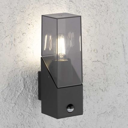 Wofi 12224 - Ulkovalo anturilla MARCOS 1xE27/23W/230V IP54