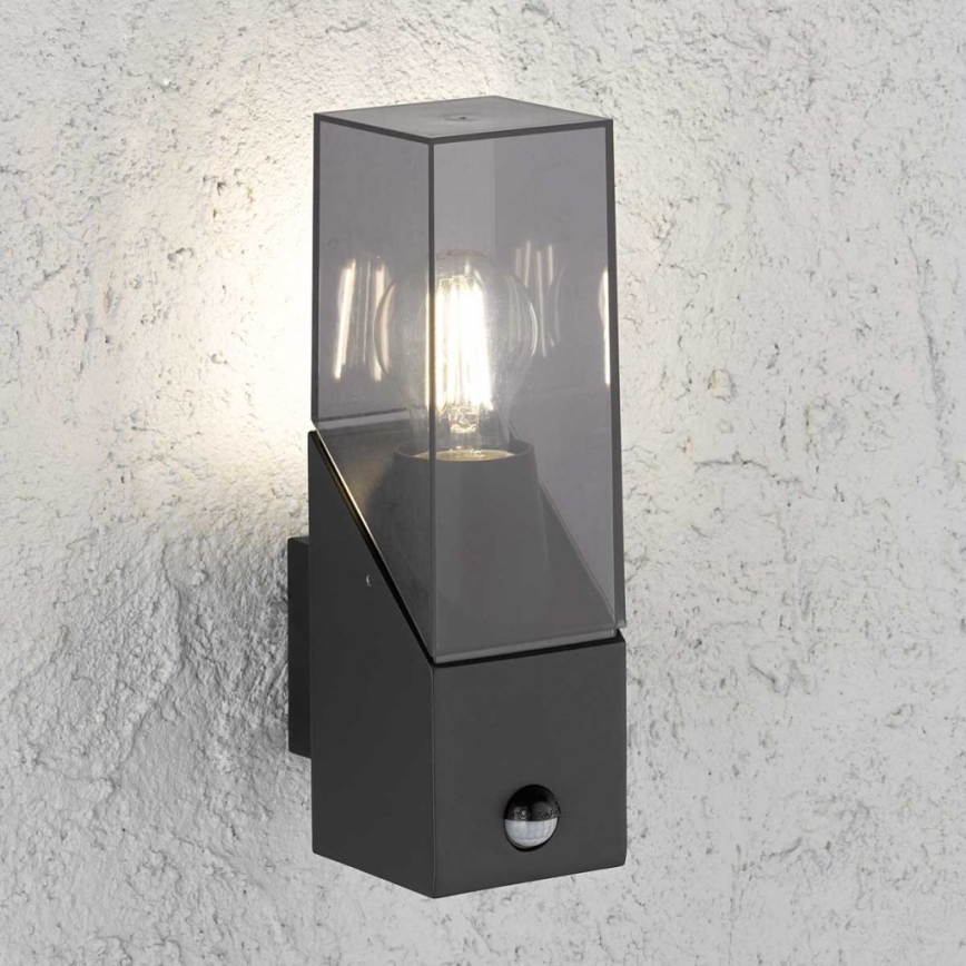 Wofi 12224 - Ulkovalo anturilla MARCOS 1xE27/23W/230V IP54