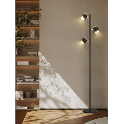 Wofi 3003-304S - Himmennettävä LED-lattiavalaisin TOULOUSE LED/21W/230V musta/kulta