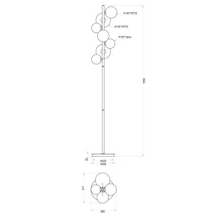 Wofi 3014-701W - LED-lattiavalaisin VILLA 7xG9/3W/230V kulta