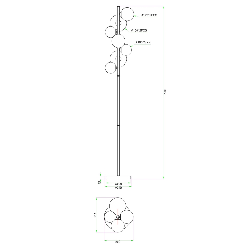 Wofi 3014-701W - LED-lattiavalaisin VILLA 7xG9/3W/230V kulta