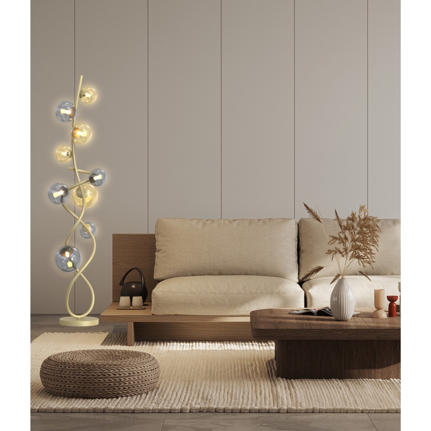 Wofi 3014-904 - LED-lattiavalaisin NANCY 9xG9/3,5W/230V kulta/harmaa