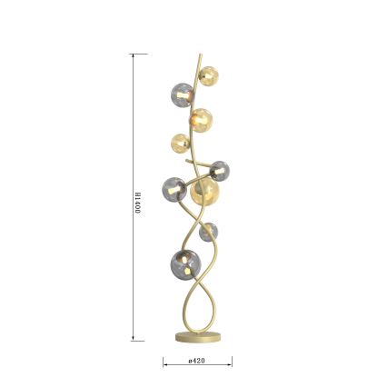 Wofi 3014-904 - LED-lattiavalaisin NANCY 9xG9/3,5W/230V kulta/harmaa
