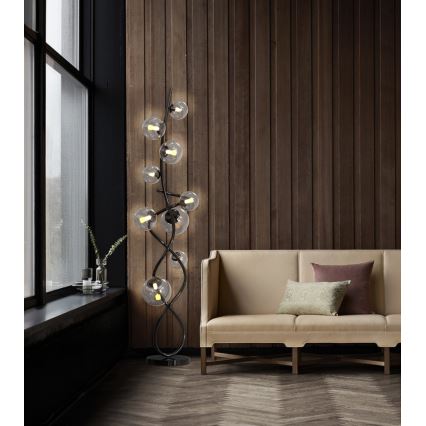 Wofi 3014-905 - LED-lattiavalaisin NANCY 9xG9/3,5W/230V musta kromi