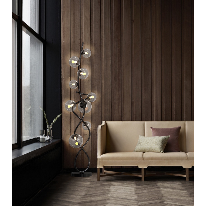 Wofi 3014-905 - LED-lattiavalaisin NANCY 9xG9/3,5W/230V musta kromi