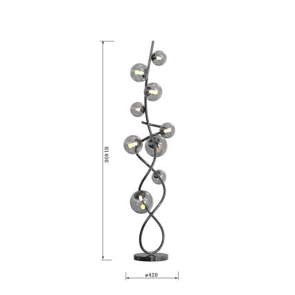 Wofi 3014-905 - LED-lattiavalaisin NANCY 9xG9/3,5W/230V musta kromi