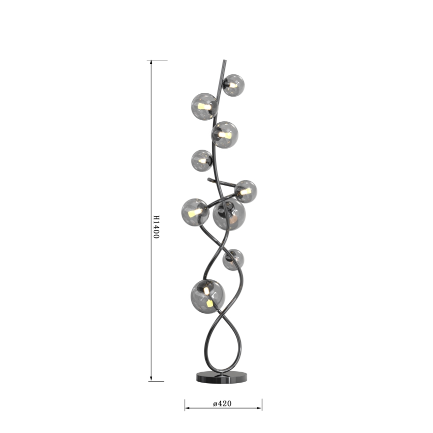 Wofi 3014-905 - LED-lattiavalaisin NANCY 9xG9/3,5W/230V musta kromi
