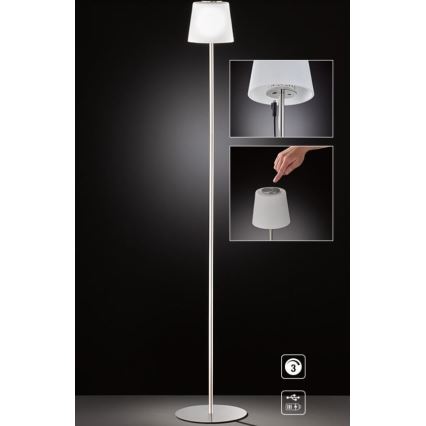 Wofi 3015.01.64.9000 - LED Himmennettävä kosketus lattialamppu GENK LED/2W/5V 2000 mAh