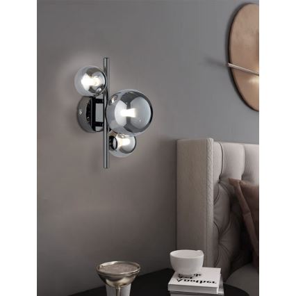Wofi 4014.03.24.9000 - LED-seinävalaisin VILLA 3xG9/3W/230V musta/kiiltävä kromi