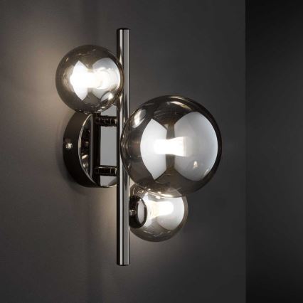 Wofi 4014.03.24.9000 - LED-seinävalaisin VILLA 3xG9/3W/230V musta/kiiltävä kromi