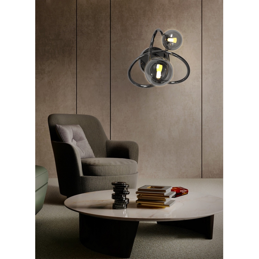 Wofi 4014-205 - LED-seinävalaisin NANCY 2xG9/3,5W/230V musta/kiiltävä kromi