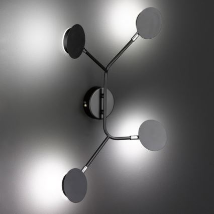 Wofi 446604109000 - LED-seinävalaisin BELIZE 4xLED/5W/230V 3000K musta