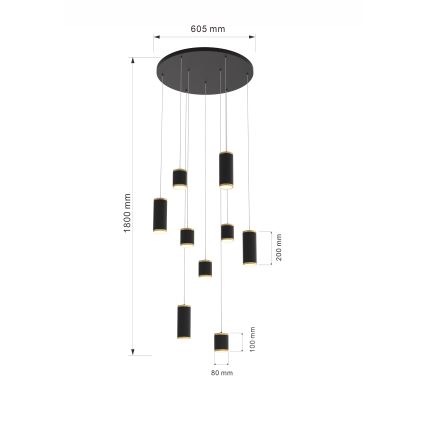 Wofi 5003-904 - Himmennettävä LED-kattokruunu johdossa TOULOUSE LED/57W/230V musta/kulta