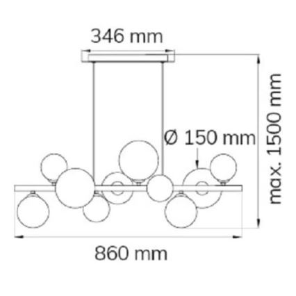 Wofi 6014.10.14.9000 - LED-kattokruunu johdossa VILLA 10xG9/3W/230V kulta