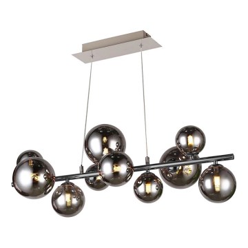 Wofi 6014.10.24.9000 - LED-kattokruunu johdossa VILLA 10xG9/3W/230V musta/kiiltävä kromi