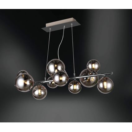Wofi 6014.10.24.9000 - LED-kattokruunu johdossa VILLA 10xG9/3W/230V musta/kiiltävä kromi