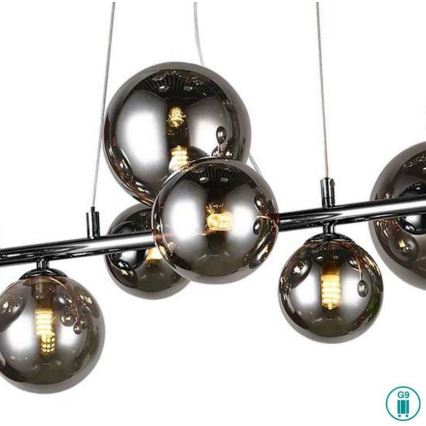 Wofi 6014.10.24.9000 - LED-kattokruunu johdossa VILLA 10xG9/3W/230V musta/kiiltävä kromi