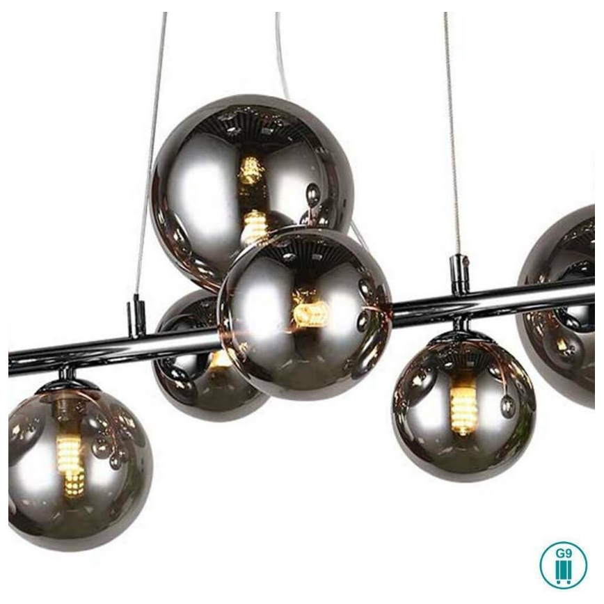 Wofi 6014.10.24.9000 - LED-kattokruunu johdossa VILLA 10xG9/3W/230V musta/kiiltävä kromi