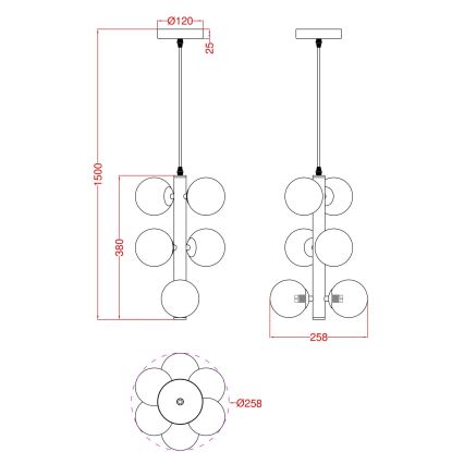 Wofi 6014-601W - LED-kattokruunu johdossa VILLA 6xG9/3W/230V kulta