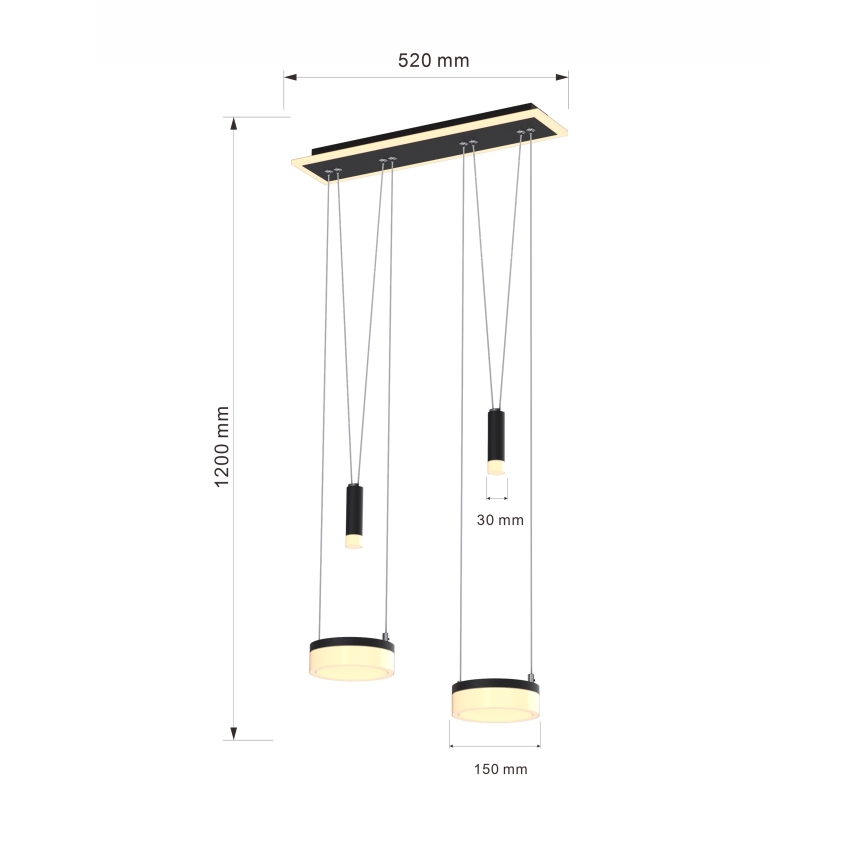 Wofi 6054-502 - Himmennettävä LED-kattokruunu johdossa JESSE LED/21W/230V musta