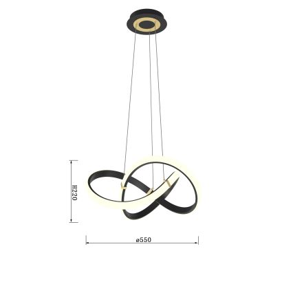 Wofi 6134-104 - Himmennettävä LED-kattokruunu johdossa INDIGO LED/44W/230V musta/kulta