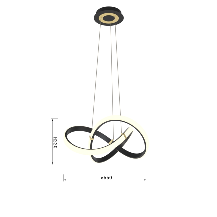 Wofi 6134-104 - Himmennettävä LED-kattokruunu johdossa INDIGO LED/44W/230V musta/kulta