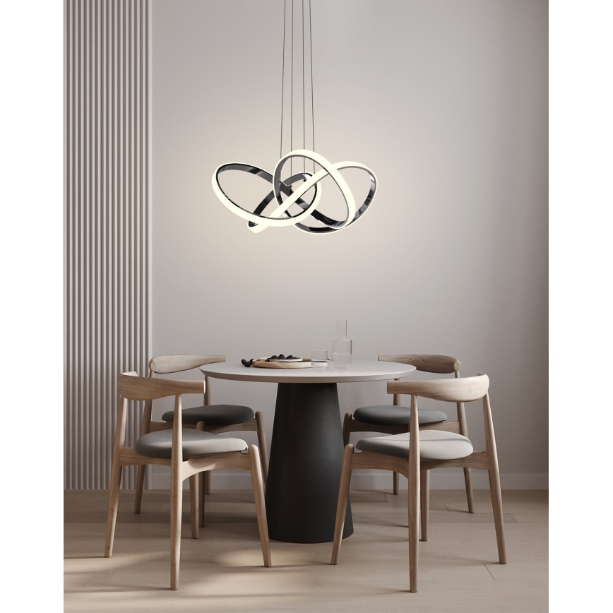 Wofi 6134-105L - Himmennettävä LED-kattokruunu johdossa INDIGO LED/50W/230V musta/kiiltävä kromi