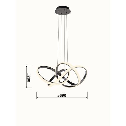 Wofi 6134-105L - Himmennettävä LED-kattokruunu johdossa INDIGO LED/50W/230V musta/kiiltävä kromi