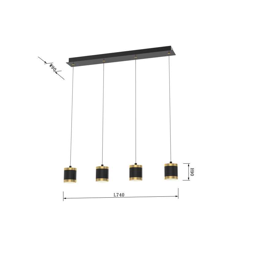 Wofi 7003-404 - Himmennettävä LED-kattokruunu johdossa TOULOUSE LED/34W/230V musta/kulta