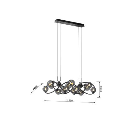 Wofi 7014-1405 - LED-kattokruunu johdossa NANCY 14xG9/3,5W/230V musta/kiiltävä kromi