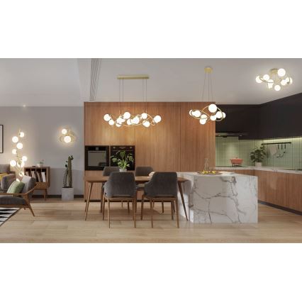 Wofi 7014-801 - LED-kattokruunu johdossa NANCY 8xG9/3,5W/230V kulta/valkoinen