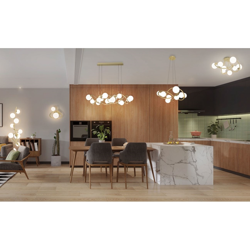 Wofi 7014-801 - LED-kattokruunu johdossa NANCY 8xG9/3,5W/230V kulta/valkoinen
