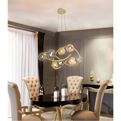 Wofi 7014-804 - LED-kattokruunu johdossa NANCY 8xG9/3,5W/230V kulta/harmaa