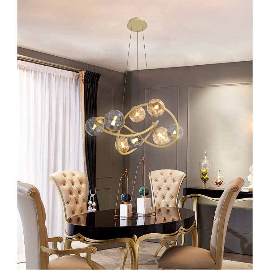 Wofi 7014-804 - LED-kattokruunu johdossa NANCY 8xG9/3,5W/230V kulta/harmaa