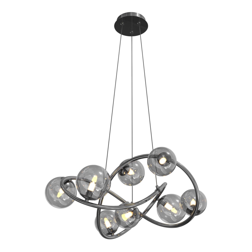 Wofi 7014-805 - LED-kattokruunu johdossa NANCY 8xG9/3,5W/230V musta/kiiltävä kromi
