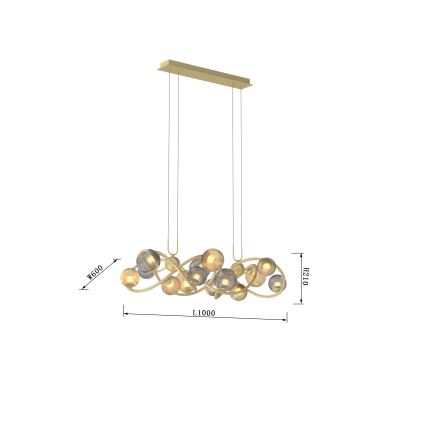 Wofi 7015-1404 - LED-kattokruunu johdossa METZ 14xG9/3,5W/230V kulta/harmaa