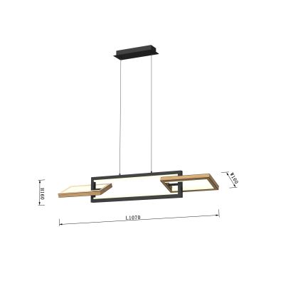 Wofi 7022-306- Himmennettävä LED-kattokruunu johdossa MATERA LED/30W/230V musta/ruskea