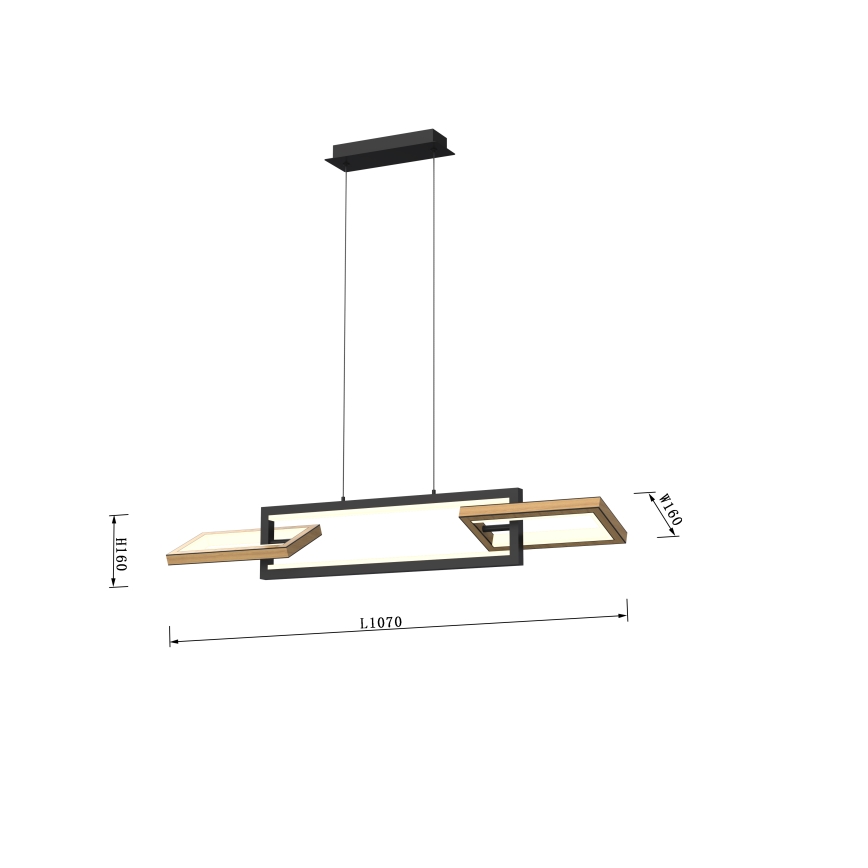 Wofi 7022-306- Himmennettävä LED-kattokruunu johdossa MATERA LED/30W/230V musta/ruskea