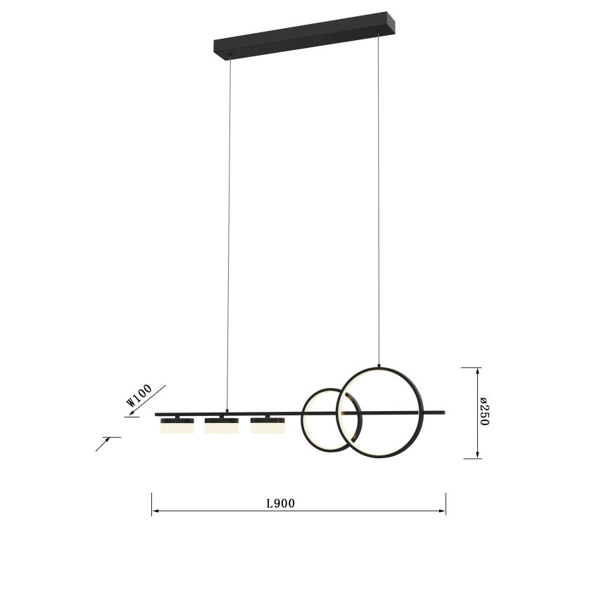 Wofi 7030-502 - Himmennettävä LED-kattokruunu johdossa MESSINA LED/40W/230V musta