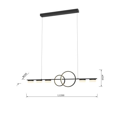 Wofi 7030-702 - Himmennettävä LED-kattokruunu johdossa MESSINA LED/57W/230V musta