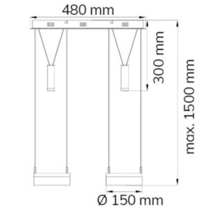 Wofi 7263.04.54.6000 - Himmennettävä LED-kattokruunu johdossa JETTE 2xLED/7,5W/230V + 2xLED/1W