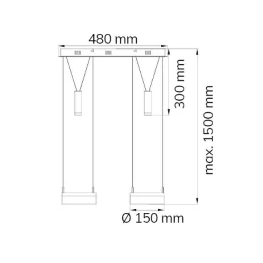 Wofi 7263.04.54.6000 - Himmennettävä LED-kattokruunu johdossa JETTE 2xLED/7,5W/230V + 2xLED/1W
