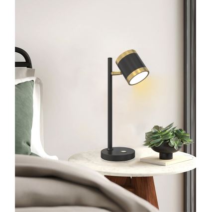 Wofi 8003-104S - Himmennettävä LED-pöytävalaisin TOULOUSE LED/10W/230V musta/kulta